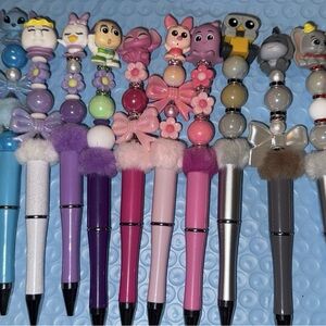 Disney Character Pens with Pink, Purple, and Silver Details